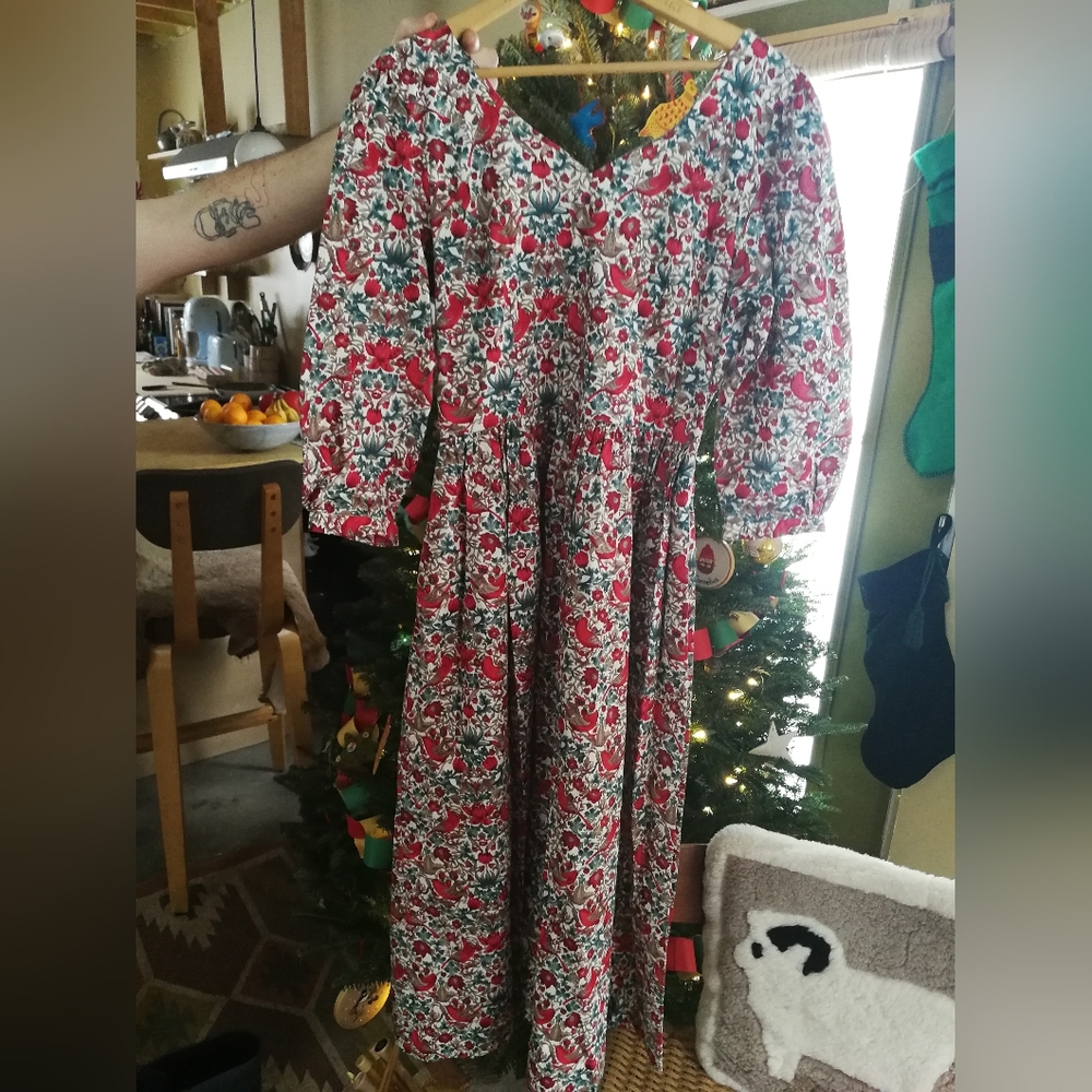 Vintage Floral Red and Green Suttles And Seawinds Dress